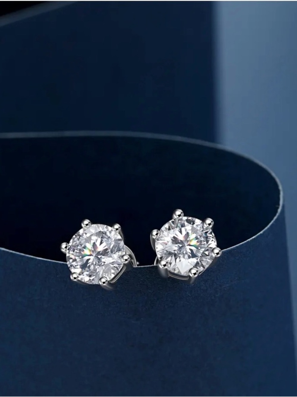 Moissanite Solitaire Stud Earrings